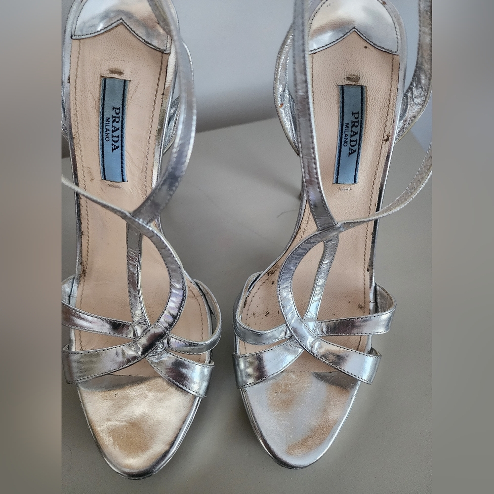 Metallic Leather Platform Sandals - Picture 9 of 13